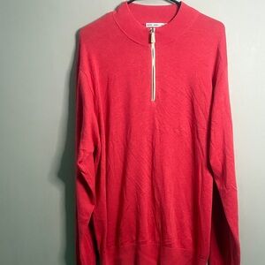 Peter Millar Silk/Cotton/Cashmere Red Half-Zip Sweater XL